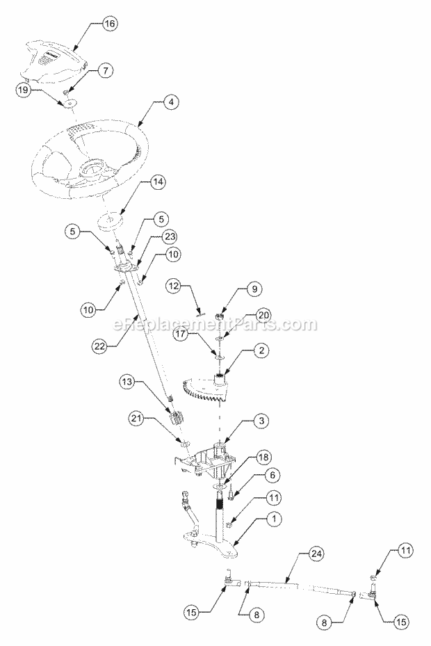 Steering Diagram and Parts List for LT2138 13A-214F710 Cub Cadet Lawn Tractor